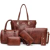 Water-Resistant Cowhide Saddle Handbag Set