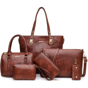 Water-Resistant Cowhide Saddle Handbag Set
