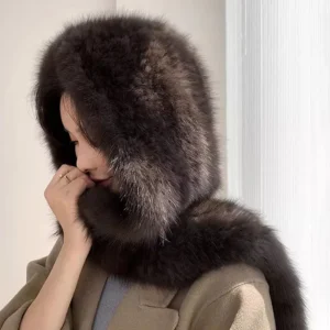 Winter Fur Hooded Wrap Scarf