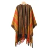 Cashmere-Wool Tassel Poncho Shawl